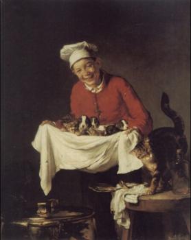 尅洛德 約瑟夫 貝勒 A Boy with dogs and Kittens 尅洛德 約瑟夫 貝勒 A Boy with dogs and Kittens